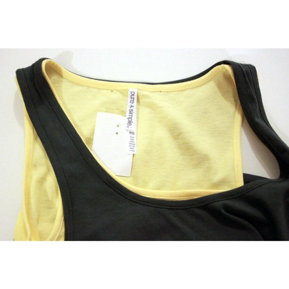 PURE & SIMPLE Dual RACER BACK Long TOP or DRESS Grey YELLOW Cotton S - Picture 4 of 4